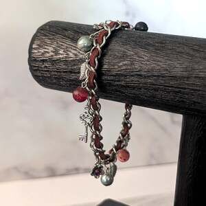 Silver Tone & Red Charm Bracelet